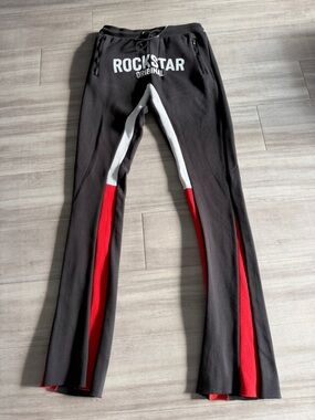 Rockstar Original Black Joggers with White & Red Strip (XL) Skinny